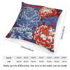 ArogGeld Red and Blue Chinoiserie Floral Peony Cushion Cover Watercolor Navy Blue Red Flower Square Sofa Pillow Cover Japanese Asian Style Pillow Cover Case for Chair Sofa 24x24in White Linen view 2