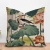 ArogGeld Pad Pistachio Nymphaea Lily Pillow Covers Chinoiserie Blue Flower and Bird Decorative Throw Pillow Cushion Chinoiserie Asian Farmhouse Check Pillow for Sofa Couch Car Chair 16x16in view 1