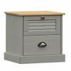 vidaXL Bedside Cabinet End Table-VIGO Gray, Solid Pine Wood with Storage Drawers, Metal Knobs, Easy Clean for Bedroom Living Room Furniture view 1