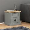 vidaXL Bedside Cabinet End Table-VIGO Gray, Solid Pine Wood with Storage Drawers, Metal Knobs, Easy Clean for Bedroom Living Room Furniture view 2