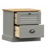 vidaXL Bedside Cabinet End Table-VIGO Gray, Solid Pine Wood with Storage Drawers, Metal Knobs, Easy Clean for Bedroom Living Room Furniture view 4