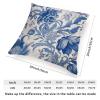 ArogGeld Chinoiserie Blue Flower Farmhouse Sofa Pillowcase Blue and Ivory Indigo Floral White Linen Cushion Cover Japanese Chinoiserie Pillow Sham with Zipper for Living Room 20x20in view 2