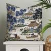 MangGou Blue and Kelly Green Chinoiserie Pillow Covers Asian Scenic Cushion Cover 28x28in Pillow Case Asian Inspired Eurosham Accent Toss Pillowcase Rustic Decor for Sofa Living Room Bedroom view 1