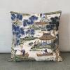MangGou Blue and Kelly Green Chinoiserie Pillow Covers Asian Scenic Cushion Cover 28x28in Pillow Case Asian Inspired Eurosham Accent Toss Pillowcase Rustic Decor for Sofa Living Room Bedroom view 2