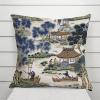 MangGou Blue and Kelly Green Chinoiserie Pillow Covers Asian Scenic Cushion Cover 28x28in Pillow Case Asian Inspired Eurosham Accent Toss Pillowcase Rustic Decor for Sofa Living Room Bedroom view 3