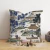 MangGou Blue and Kelly Green Chinoiserie Pillow Covers Asian Scenic Cushion Cover 28x28in Pillow Case Asian Inspired Eurosham Accent Toss Pillowcase Rustic Decor for Sofa Living Room Bedroom view 4