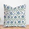 ArogGeld Peacock Green Blue Lotus Flower Farmhouse Sofa Cushion Cover Botanical Floral Blue Lotus Home Decor Cushion Cover Oriental Chinoiserie Pillow Cover Case 26x26in White Linen view 1