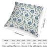 ArogGeld Peacock Green Blue Lotus Flower Farmhouse Sofa Cushion Cover Botanical Floral Blue Lotus Home Decor Cushion Cover Oriental Chinoiserie Pillow Cover Case 26x26in White Linen view 2