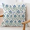 ArogGeld Peacock Green Blue Lotus Flower Farmhouse Sofa Cushion Cover Botanical Floral Blue Lotus Home Decor Cushion Cover Oriental Chinoiserie Pillow Cover Case 26x26in White Linen view 3