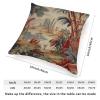 ArogGeld Antique Chinoiserie Asian Scenic Farmhouse Cushion Covers Brown Linen Bird and Flower Home Decor Cushion Cover Asian Style Chinoiserie Double Side Throw Pillowcase 16x16in White Linen view 2