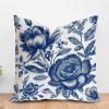 ArogGeld Indigo Blue Peony Rose Floral Sofa Pillowcase Chinoiserie Style Blue Flower Decorative Cushion Cover Oriental Toile Chinoiserie Farmhouse Accent Pillow for Sofa Couch Chair 16x16in view 1