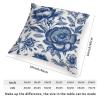 ArogGeld Indigo Blue Peony Rose Floral Sofa Pillowcase Chinoiserie Style Blue Flower Decorative Cushion Cover Oriental Toile Chinoiserie Farmhouse Accent Pillow for Sofa Couch Chair 16x16in view 2
