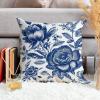 ArogGeld Indigo Blue Peony Rose Floral Sofa Pillowcase Chinoiserie Style Blue Flower Decorative Cushion Cover Oriental Toile Chinoiserie Farmhouse Accent Pillow for Sofa Couch Chair 16x16in view 4