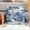 ArogGeld Chinoiserie Asian Blue Pagoda Cushion Cover Oriental Ancient China Garden Square Pillow Covers Traditional Chinese Chinoiserie Euro Sham Pillow for Living Room 26x26in White Linen view 4