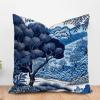 ArogGeld Asian Dynasty Royal Blue Chinoiserie Farmhouse Pillow Cover Indigo Blue and White Indigo Scenic White Linen Cushion Covers Chinoiserie Chic Asian Pillow Sham with Zipper 24x24in view 1