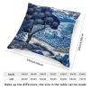 ArogGeld Asian Dynasty Royal Blue Chinoiserie Farmhouse Pillow Cover Indigo Blue and White Indigo Scenic White Linen Cushion Covers Chinoiserie Chic Asian Pillow Sham with Zipper 24x24in view 2
