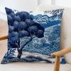 ArogGeld Asian Dynasty Royal Blue Chinoiserie Farmhouse Pillow Cover Indigo Blue and White Indigo Scenic White Linen Cushion Covers Chinoiserie Chic Asian Pillow Sham with Zipper 24x24in view 3