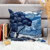 ArogGeld Asian Dynasty Royal Blue Chinoiserie Farmhouse Pillow Cover Indigo Blue and White Indigo Scenic White Linen Cushion Covers Chinoiserie Chic Asian Pillow Sham with Zipper 24x24in view 4
