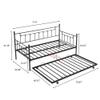 Anwick Metal Daybed with Trundle Heavy Duty Steel Slat Support Sofa Bed Twin Size Metal Frame Daybed for Bedroom Living Room, Steel Slat Support, Built-in Casters No Spring Box Needed (Black + Metal) view 2