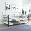 Anwick Metal Daybed with Trundle Heavy Duty Steel Slat Support Sofa Bed Twin Size Metal Frame Daybed for Bedroom Living Room, Steel Slat Support, Built-in Casters No Spring Box Needed (Black + Metal) view 3