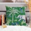 ArogGeld Green with Elephant and Donkey Sofa Pillowcase Chinoiserie Green Tree and Animal Decorative Throw Pillow Cushion Asian Scenic Chic Chinoiserie Farmhouse Check Pillow 16x16in view 4