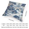 ArogGeld Japanese Chinoiserie Cushion Cover Chinoiserie Asian Blue Pagoda Throw Pillow Covers Oriental Ancient China Garden Throw Pillowcase Farmhouse Decor for Sofa Couch 16x16in White Flax view 2