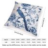 ArogGeld Blue Indigo Floral and Bird Cushion Cover Navy Blue Chinoiserie Peony Flower Square Throw Pillow Traditional Chinese Chinoiserie Euro Sham Pillow for Living Room 16x16in White Linen view 2