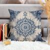 ArogGeld Blue Damask with Navy Farmhouse Cushion Covers Blue Flower Turkish Moorish Style Home Decor Cushion Cover Chinoiserie Double Side Pillowcase for Chair Sofa 22x22in White Linen view 4