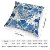 ArogGeld Damask Floral Geometry Blue Turquoise Farmhouse Sofa Pillowcase Indigo White and Blue Flower Damask White Linen Cushion Cover Chinoiserie Chic Asian Accent Pillow with Zipper 16x16in view 2
