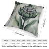 ArogGeld Chinoiserie Style Cushion Cover Chinoiserie Green Grey Floral Pillow Cover Oriental Garden Flower Green Pillowcases with Zipper Farmhouse Decor for Sofa Living Room 16x16in White Flax view 2