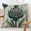 ArogGeld Chinoiserie Style Cushion Cover Chinoiserie Green Grey Floral Pillow Cover Oriental Garden Flower Green Pillowcases with Zipper Farmhouse Decor for Sofa Living Room 16x16in White Flax view 3