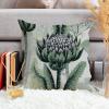 ArogGeld Chinoiserie Style Cushion Cover Chinoiserie Green Grey Floral Pillow Cover Oriental Garden Flower Green Pillowcases with Zipper Farmhouse Decor for Sofa Living Room 16x16in White Flax view 4