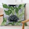 ArogGeld Chinoiserie Green Grey Floral Cushion Cover Oriental Garden Flower Green Square Throw Pillow Covers Chinoiserie Chic Euro Sham Pillow for Bedroom Sofa Couch 22x22in White Linen view 3