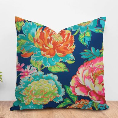 ArogGeld Peony Flower Turquoise Teal Green Farmhouse Sofa Pillow Cover Chinoiserie Coral Peony Floral White Linen Cushion Covers Chinoiserie Style Throw Pillow Case for Chair Sofa 20x20in