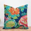 ArogGeld Peony Flower Turquoise Teal Green Farmhouse Sofa Pillow Cover Chinoiserie Coral Peony Floral White Linen Cushion Covers Chinoiserie Style Throw Pillow Case for Chair Sofa 20x20in view 1