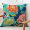 ArogGeld Peony Flower Turquoise Teal Green Farmhouse Sofa Pillow Cover Chinoiserie Coral Peony Floral White Linen Cushion Covers Chinoiserie Style Throw Pillow Case for Chair Sofa 20x20in view 3