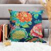 ArogGeld Peony Flower Turquoise Teal Green Farmhouse Sofa Pillow Cover Chinoiserie Coral Peony Floral White Linen Cushion Covers Chinoiserie Style Throw Pillow Case for Chair Sofa 20x20in view 4