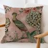 ArogGeld Hydrangea Camellia and Peacock Farmhouse Throw Pillow Covers Pink Blush Chinoiserie Bird White Linen Sofa Cushion Cover Chinoiserie Asian Check Pillow for Living Room 16x16in view 3
