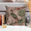 ArogGeld Hydrangea Camellia and Peacock Farmhouse Throw Pillow Covers Pink Blush Chinoiserie Bird White Linen Sofa Cushion Cover Chinoiserie Asian Check Pillow for Living Room 16x16in view 4