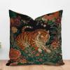ArogGeld Colorful Flower Animal Print Tiger Farmhouse Throw Pillow Cover Animal Tiger Stripe Floral White Linen Cushion Cover Chinoiserie Style Accent Pillow for Sofa Couch Car Chair 24x24in view 1