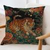 ArogGeld Colorful Flower Animal Print Tiger Farmhouse Throw Pillow Cover Animal Tiger Stripe Floral White Linen Cushion Cover Chinoiserie Style Accent Pillow for Sofa Couch Car Chair 24x24in view 3