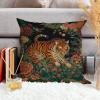 ArogGeld Colorful Flower Animal Print Tiger Farmhouse Throw Pillow Cover Animal Tiger Stripe Floral White Linen Cushion Cover Chinoiserie Style Accent Pillow for Sofa Couch Car Chair 24x24in view 4