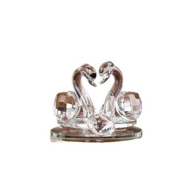 1PCS Crystal Twin Swan Ornament, Elegant Swan Figurine for Home Decor (White)