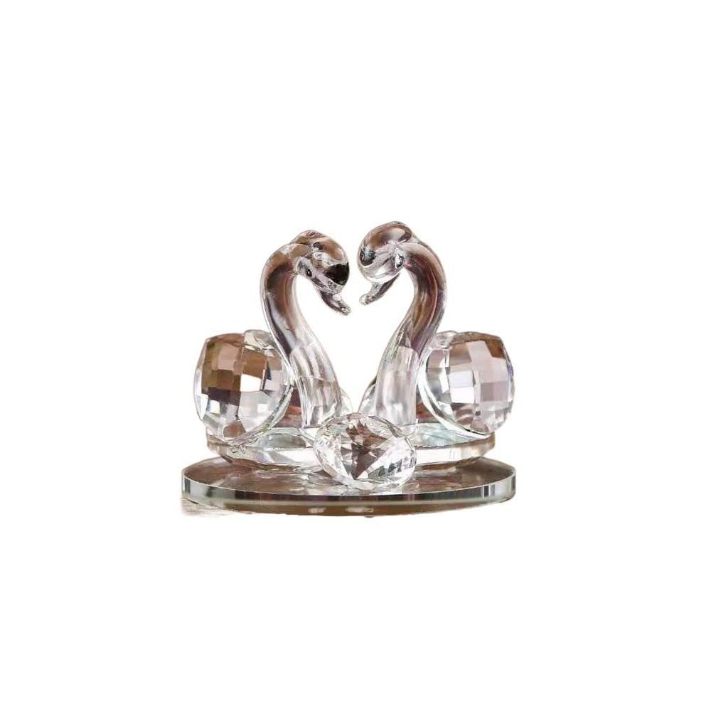 1PCS Crystal Twin Swan Ornament, Elegant Swan Figurine for Home Decor (White)