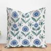 ArogGeld Indigo Blue Lotus Flower Throw Pillow Botanical Floral Blue Lotus Decorative Throw Pillow Cushion Chinoiserie Chic Farmhouse Cushion Case for Office Car Chair Sofa 18x18in White Flax view 1