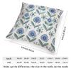 ArogGeld Indigo Blue Lotus Flower Throw Pillow Botanical Floral Blue Lotus Decorative Throw Pillow Cushion Chinoiserie Chic Farmhouse Cushion Case for Office Car Chair Sofa 18x18in White Flax view 2