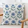 ArogGeld Indigo Blue Lotus Flower Throw Pillow Botanical Floral Blue Lotus Decorative Throw Pillow Cushion Chinoiserie Chic Farmhouse Cushion Case for Office Car Chair Sofa 18x18in White Flax view 3