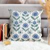ArogGeld Indigo Blue Lotus Flower Throw Pillow Botanical Floral Blue Lotus Decorative Throw Pillow Cushion Chinoiserie Chic Farmhouse Cushion Case for Office Car Chair Sofa 18x18in White Flax view 4