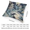 ArogGeld Aqua Teal Blue Asian Scenic Pagoda Throw Pillow Oriental Ancient Pagoda China Garden Decorative Cushion Covers Chinoiserie Farmhouse Cushion Case for Living Room 16x16in White Flax view 2