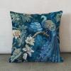 MangGou Bird Floral Peacock Euro Sham Pillow Covers Chinoiserie Pillow Case Asian Animal Throw Pillow Navy Blue Cushion Cover 24x24in Decorative Pillowcase Home Decor for Sofa Living Room Bedroom view 2